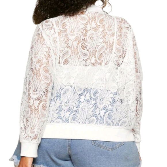 PRETTY ☆ OFF-WHITE PAISLEY LACE ☆ BOMBER JACKET ☆ NWT - Picture 7 of 10